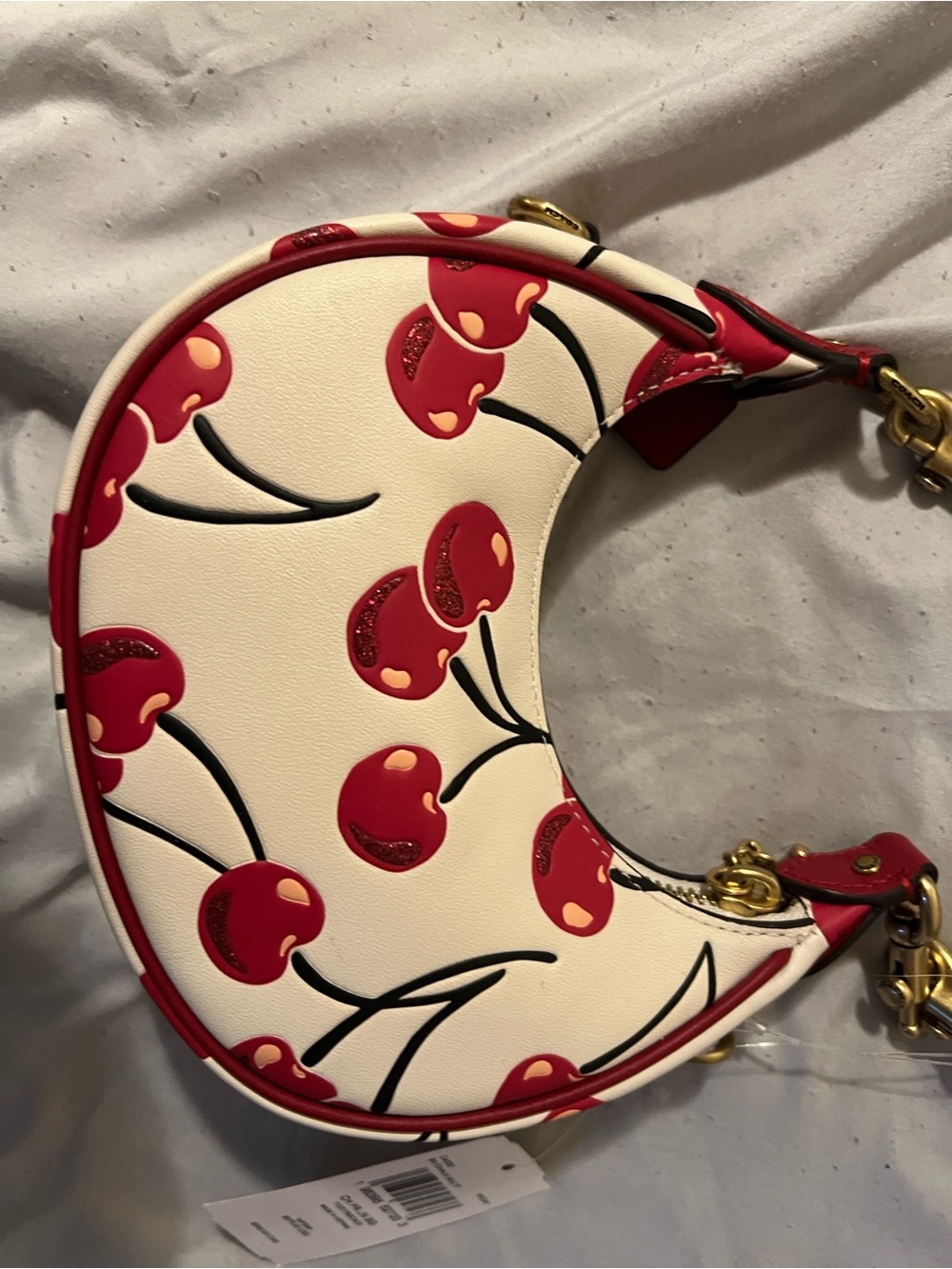 Coach Jonie Cherry Print Shoulder Bag - White & Red